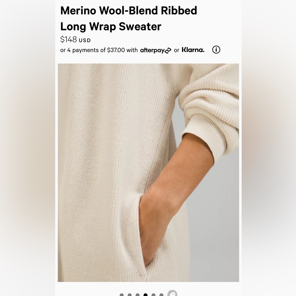 Versitile Lululemon Merino Wool Blend Ribbed Long Wrap Sweater. Size 4 - Picture 3 of 8